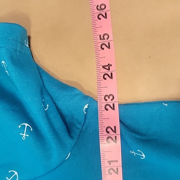 Tackle & Tides Size L Bright Blue with White Anchor Pattern Polo Style Shirt NEW - Picture 6 of 10